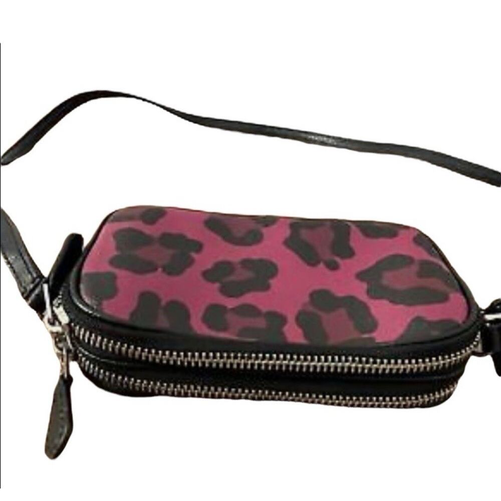 COACH Ocelot Vintage Print Pouch Crossbody Black/Red G1580 Made In Vietnam - Picture 3 of 16